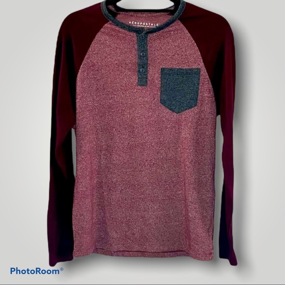 Aeropostale Other - Aeropostale Burgundy Raglan Henley